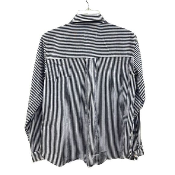 Rails | Frances Banker Stripe Button Up Long Sleeve Shirt with Floral Patches - Picture 5 of 9
